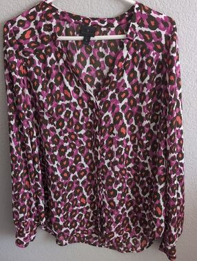 Worthington Fuchsia Leopard Print Blouse